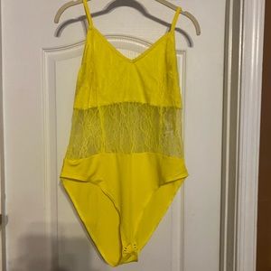 Yellow knit body suit